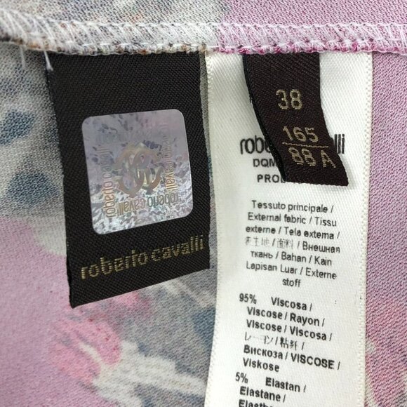 Roberto Cavalli Hot Pink Green  Multi Printed Sleeveless V-neck dress size 2 - Picture 6 of 15